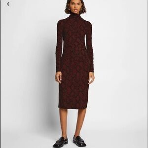 Proenza Schouler White Label Red Snake Print Turtleneck Dress